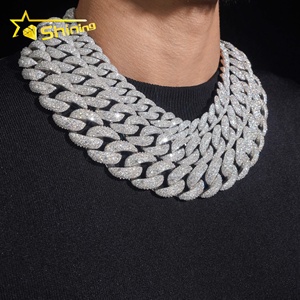 Dây chuyền Hip Hop sang trọng dành cho rapper, mạ đá, bạc 925, 20mm 22mm 23mm, bộ mạ Moissanite, kiểu Cuban Link - Product Image 2