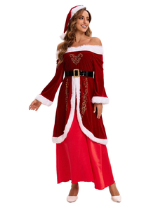 Disfraz de cosplay de la señora Claus, elegante y sexy, falda navideña con hombros descubiertos, gorro de Papá <span class=keywords><strong>Noel</strong></span> y cinturón - Product Image 5