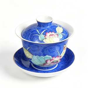 Gaiwan in Porcellana Premium Eco-Friendly, Stile Tradizionale <span class=keywords><strong>Sgraffito</strong></span> con Motivo Loto Estivo, Resistente al Calore - Product Image 2