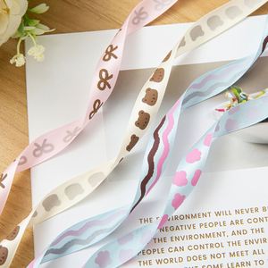 Ruban en satin tissé simple face en polyester de 1,5 cm, motif dessin animé mignon, pour bouquets, gâteaux, cadeaux, emballage DIY, avec nœud ours et logo personnalisé - Product Image 5