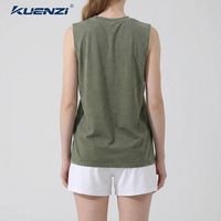 Kuenzi - Camiseta sin mangas para mujer, 100% algodón, 230GSM, de alto gramaje, lisa, con logotipo personalizado, estilo vintage lavado y desgastado, para streetwear, venta al por mayor