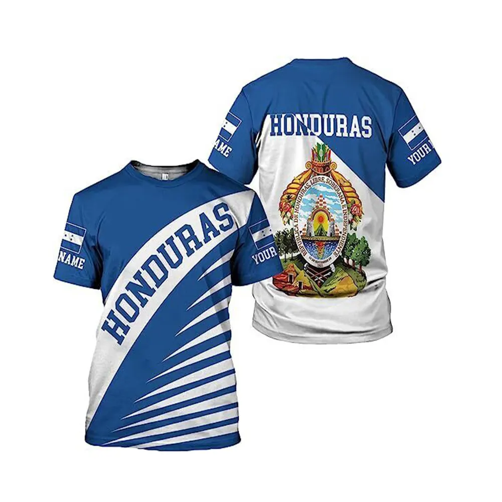 Camisas con bandera de Honduras personalizadas para hombre, camiseta de verano hondureña, ropa de calle de moda con cuello redondo, ropa informal de manga corta para hombre