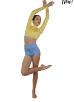 Usine jaune clair crème haut court taille haute pantalon Nylon Spandex confortable vêtements de danse