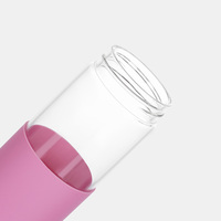 Bouteille d'eau personnalisée en usine, de haute qualité, 550 ml, en verre transparent, avec couvercle en bambou, manchon en silicone, anti-fuite, sans BPA, sans danger pour les aliments