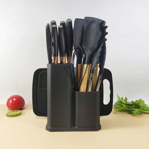 Juego de cuchillos de cocina de silicona antiadherente de 19 piezas de doble <span class=keywords><strong>barril</strong></span> que incluye espátula y otros utensilios esenciales - Product Image 1