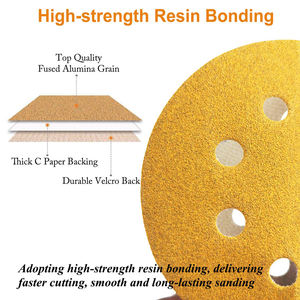OEM/ODM 5 인치 샌딩 디스크 8 홀 후크 및 루프 자동차 및 목재 연마용 랜덤 궤도 샌더 용 옐로우 사포 - Product Image 4