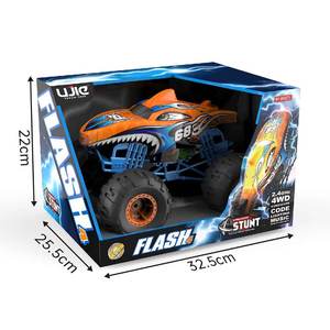 Voiture RC 4x4 à 4 canaux, corps en PVC de dinosaure, 1/12, radiocommandée 2,4G, voiture de cascade avec lumière flash - Product Image 1