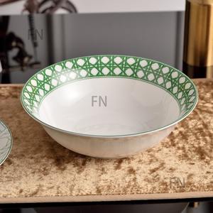 Juego de vajilla de cena de cerámica ecológica azul y blanca más vendida, personalizado con logotipo y caja de regalo para familias y hoteles - Product Image 5