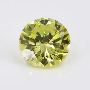 Baifu Jewelry vendita calda prezzo all'ingrosso sciolto rotondo peridoto giallo cubic zirconia per anello