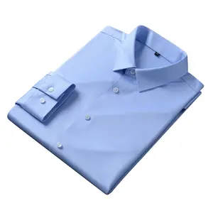 Custom Bamboo Cotton Mens Business Casual Long Sleeve Shirt Button Up Formal Dress Shirts For Men