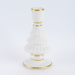 ที่ใส่เทียนรูปบ้านเซรามิกสีขาวสำหรับคริสต์มาส หมู่บ้านฤดูหนาวสไตล์นอร์ดิกพร้อม<span class=keywords><strong>ต้น</strong></span>ไม้ประดับดาวสี<span class=keywords><strong>ทอง</strong></span> ของตกแต่งเทียนสำหรับเทศกาลวันหยุด - Product Image 6