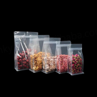 Sachet Doypack transparent mat refermable et recyclable à fond plat avec fermeture éclair, scellé sur 8 côtés, en PE/PET, pour aliments pour animaux de compagnie