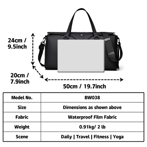 <strong>Custom</strong> Gym Duffle Bag Oxford Sports Weekender Polyester Travel Bag With Independent Shoe Compartment - Product Image 5