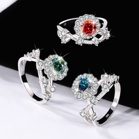 Cincin Tunangan Pernikahan Romantis untuk Wanita, Desain Unik Perak S925 Motif Bunga Rambat Bertabur Moissanite 1 Karat, Siap Kirim