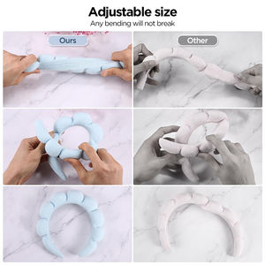 عصابات رأس إسفنجية من لاوتانغ للنساء والفتيات، ربطة شعر منتفخة، إكسسوارات شعر ريترو من قماش تيري للماكياج والسبا - Product Image 4