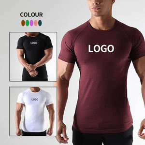 Herren Slim Fit Einfarbiges Worsted Gym Workout T-Shirt Sommer Fitness Geprägtes Kurzarm-Spandex-Sportshirt Blanko-Design Topseller - Product Image 3