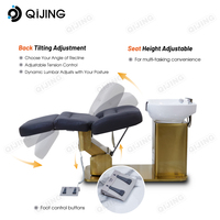 Station de lavage de cheveux électrique Base dorée Rotatif Shampooing Bol Chaise Inclinable Shampooing Lit Tête Spa