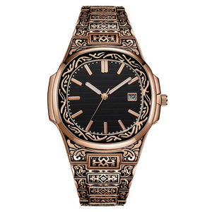 Custom Brand Name Vintage <strong>Retro</strong> Watch for Men Luxury Quartz Movement with Date Display Rune Words Middle East Style Black <strong>Clock</strong> - Product Image 4