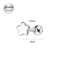 Piercing Hypoallergénique en Titane ASTM F136 G23, Labret Fleur à Bille, Filetage Interne 16G, pour Cartilage et Tragus