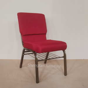Chaise d'église en métal rembourrée et empilable, siège d'auditorium interlock rouge bordeaux, chaise de théâtre rembourrée, en promotion - Product Image 3
