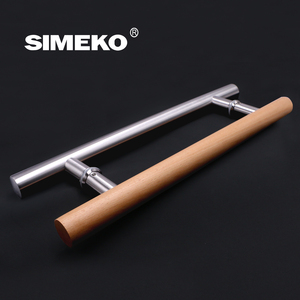Venta directa del fabricante de nueva manija de puerta de vidrio de madera y acero inoxidable - Product Image 1