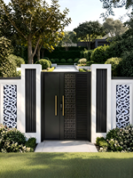 Portail Principal de Maison Indienne Moderne avec les Derniers Designs, Piliers en Aluminium de Style Nouveau, Service de Modélisation 3D, Bois Traité sous Pression Naturel