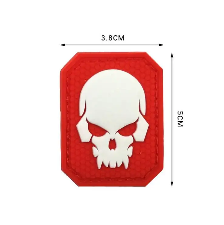 Schedel 3D Pvc Rubber Logo Badge Ons Pvc Patch