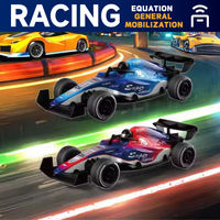 Voiture de course télécommandée F1 27 MHz à quatre voies avec éclairage, mode démo batterie, jouet de course intérieur/extérieur pour enfants