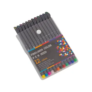 Ensembles de stylos de couleur fineliner personnalisés d'usine 12 couleurs ensembles de stylos d'aquarelle professionnels stylos marqueurs à tête fine