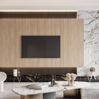 Meuble TV contemporain en bois avec console multimédia flottante, éclairage LED et rangement, centre de divertissement pour salon, mobilier personnalisé OEM