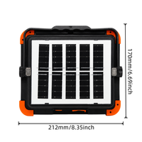 Lámpara de Trabajo LED SMD Blanca de 450LM, con Energía Solar, Resistente al Agua IP44, Ángulo de Haz de 120°, Carga Solar Tipo-C, 2400mAh, para Taller