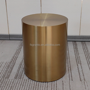 Đồ Nội Thất Phòng Khách Nhỏ Vòng Bàn Cà Phê Vàng Thép Không Gỉ Bên Bảng Kim Loại Phân - Product Image 2