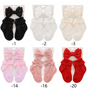 Nouveaux Bandeaux Nœuds Scintillants Personnalisés avec Ensembles <span class=keywords><strong>de</strong></span> Chaussettes, Produits Bébé Unis, 6 Couleurs, Vente en Gros Usine - Product Image 2