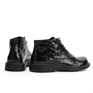 Men's Leather Boots Lace-up Zipper Styles Cowhide Ankle Height Outdoor-ready Autumn Round-toe Boots - Product Image 5