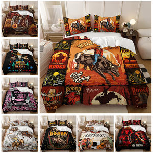 Ensemble <span class=keywords><strong>de</strong></span> housse <span class=keywords><strong>de</strong></span> couette 3 pièces en tissu microfibre imprimé en 3D, style moderne western cowboy, écologique, décoration <span class=keywords><strong>de</strong></span> maison <span class=keywords><strong>de</strong></span> ferme en bois - Product Image 3