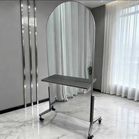 Miroir de sol professionnel en acier inoxydable pour salon de coiffure, miroir double face mobile, miroir de coiffure très populaire sur internet