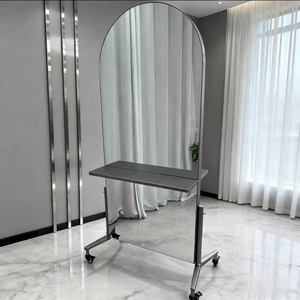 Espejo de Piso para Peluquería de Acero Inoxidable, Espejo Móvil de Doble Cara, Espejo de Peluquería, Famoso en Internet - Product Image 1