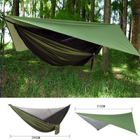 Hamac simple ou double avec moustiquaire, auvent imperméable, tente d'arbre portable verte pour le camping en plein air, la cour et l'intérieur
