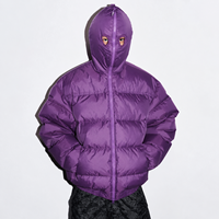 Veste matelassée DiZNEW personnalisée pour homme, style streetwear, avec fermeture éclair intégrale, coupe oversize, couleur violette, style gothique, certifiée BSCI