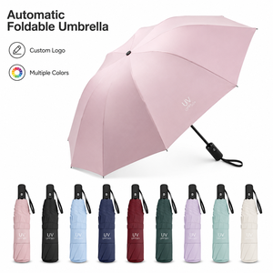 Parapluie pliant automatique personnalisé avec logo, protection UV compacte, parapluie de voyage soleil/pluie, cadeau promotionnel, vente en gros - Product Image 1