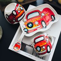 Service de table à manger en céramique, avion de dessin animé personnalisé pour enfants, plat écologique pour cadeau pour enfants
