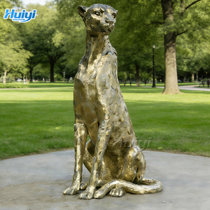 수제 실물 크기 청동 호랑이 조각상 정원 야외 장식용 주조 기법으로 제작된 맞춤형 금속 조각품 현대적인 디자인 - Product Image 6