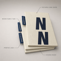 Impression de couvertures de menu personnalisées avec une couverture en carton texturé et une languette en tissu tissé, fournisseur OEM ODM en gros, faible MOQ