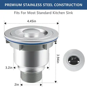 Stainless Steel 3-1/2 Kitchen Drain Strainer With Removable Basket Strainer Catch Food Debris Before Clogging Your Drain Pipe