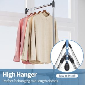 Clothes Drying <b>Rack</b> with High Hanger Foldable 3-Level Drying <b>Racks</b> with <b>Shoe</b> <b>Rack</b> with Adjustable Wings Mail Order Packing - Product Image 5