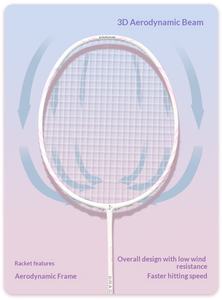 Raquette de badminton 5U Amateur Junior Collège Entièrement en carbone One Shot 25-28 Lbs Dureté modérée Poignée G5 Carbone ultra-léger - Product Image 6