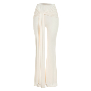 Conjunto de Otoño para Mujer Viviblook J26ST281, Color Sólido, Top Corto de Cuello Bajo y Manga Larga, Pantalones Acampanados con Cinturón de Cintura Alta, Conjunto de Dos Piezas - Product Image 6