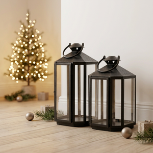 Lanternes à bougies en acier inoxydable nickel noir à motifs pour la décoration intérieure et extérieure (vente en gros) - Product Image 6