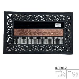 Tappeto d'ingresso di benvenuto nero con design ornamentale per uso interno ed esterno 18x30 pollici - Product Image 2