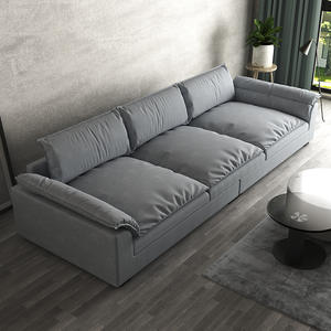 Sofá de Tela Moderno y Minimalista, Recto, Elegante, Tapizado en Gris, Relleno de Espuma, Grande, para Sala de Estar - Product Image 4
